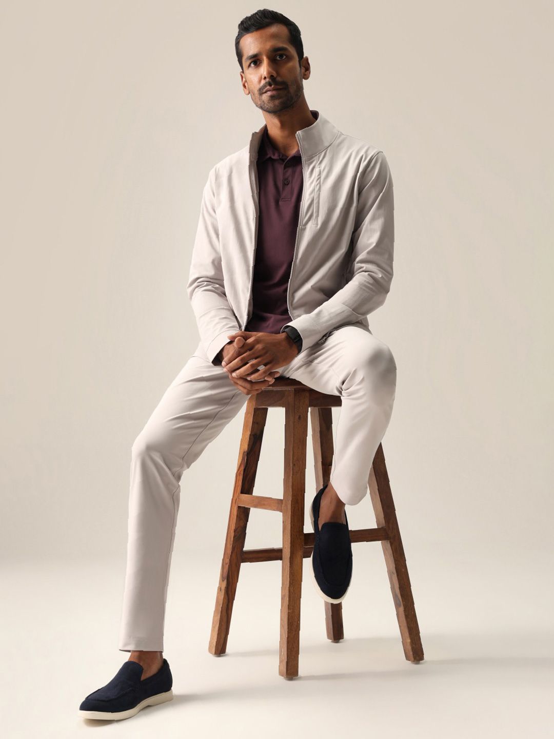 Men's Beige Solid Regular Fit The Legendary Pants