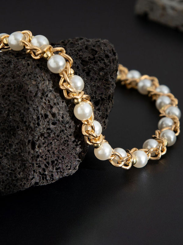 Gold-Plated Pearls Beaded Minimal Necklace