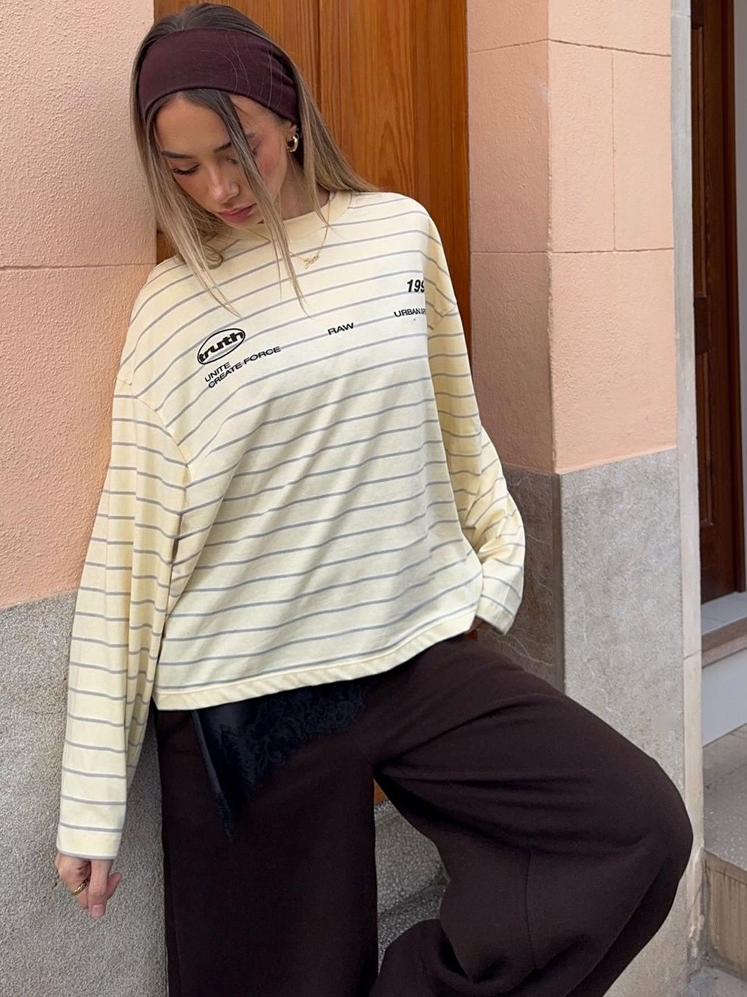 Oversize long sleeve print T-shirt