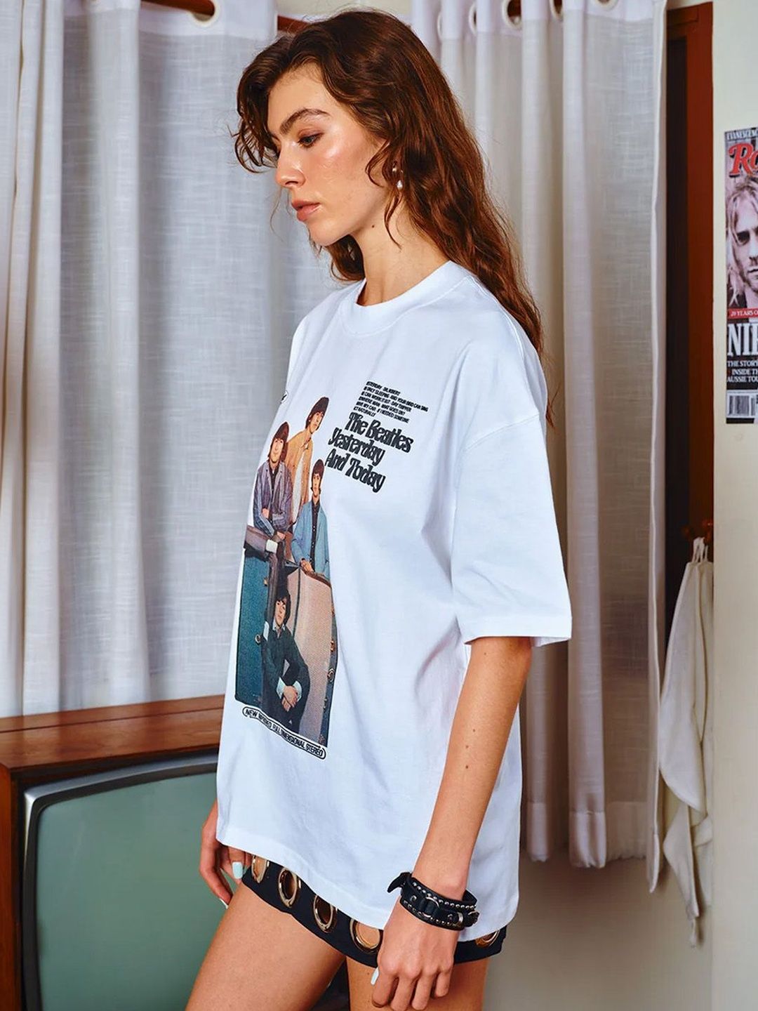 Women Printed Extended Sleeves Pockets T-shirt