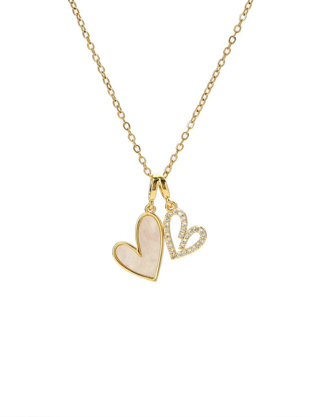 SALTY Pack of 2 Women LoveBond Double Heart Golden Necklace