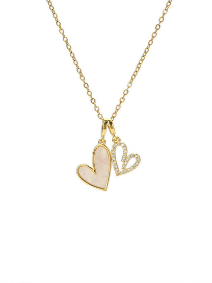 SALTY Pack of 2 Women LoveBond Double Heart Golden Necklace