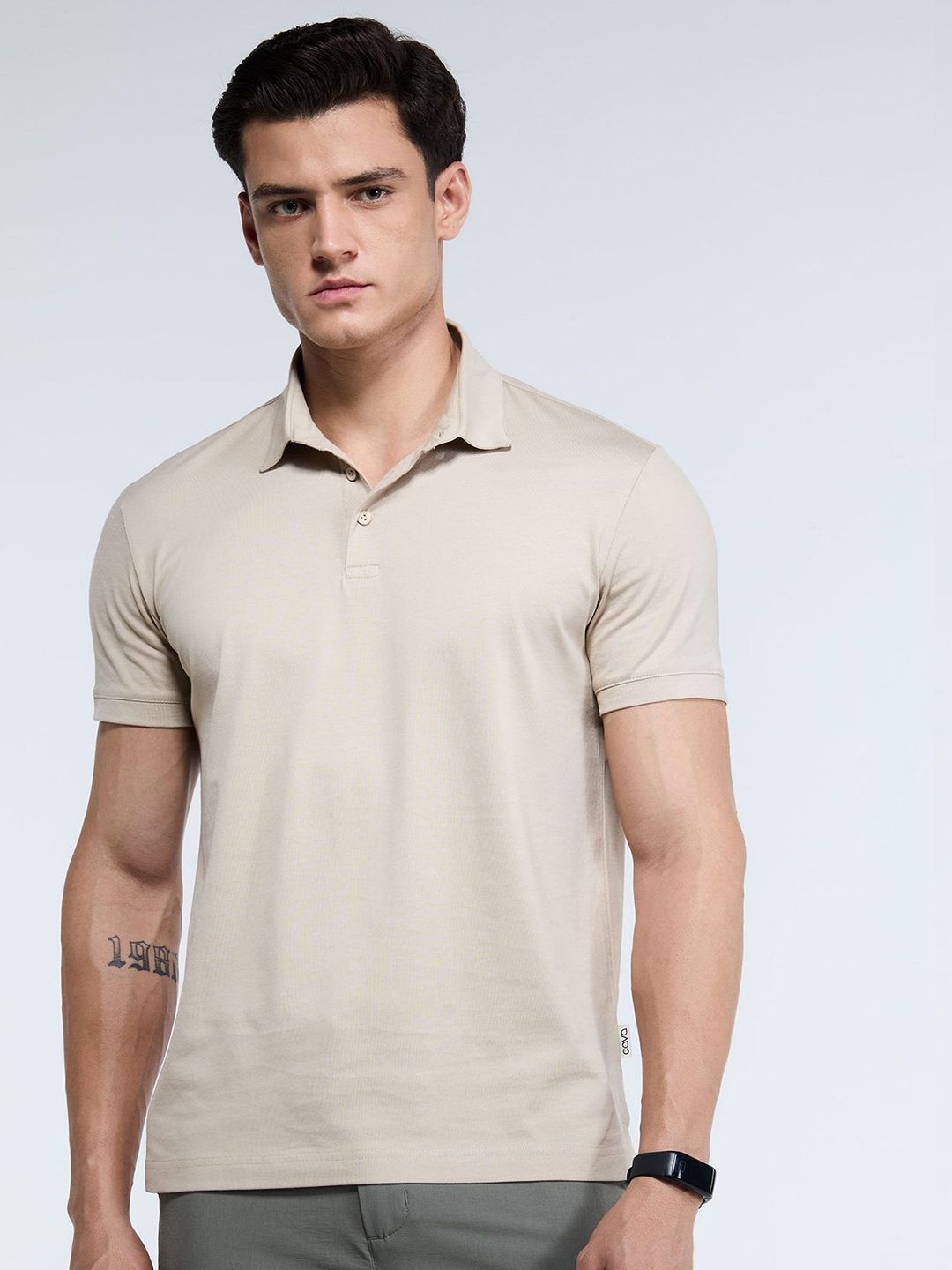 Men Sand Supima Regular Fit Polo T-Shirt