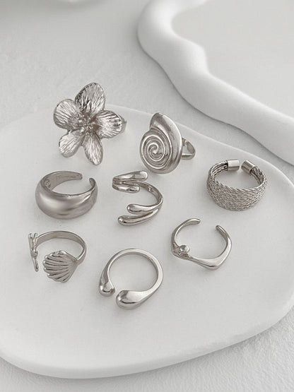 Set of 8 Silver-Plated Finger Ring