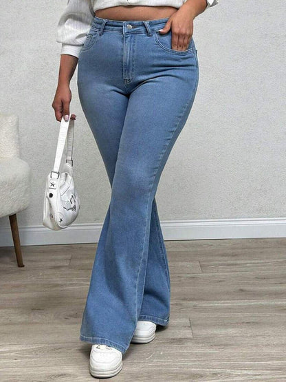 Women Flared Light Fade High-Rise Jeans