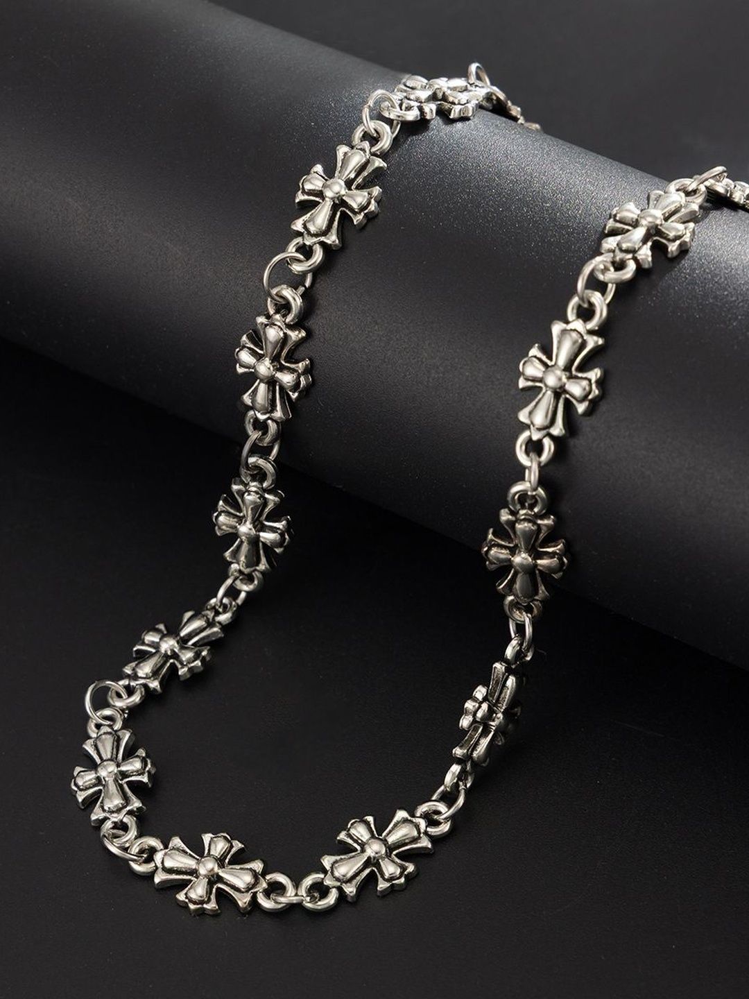 Men Handcrafted Silver-Plated Charm Bracelet