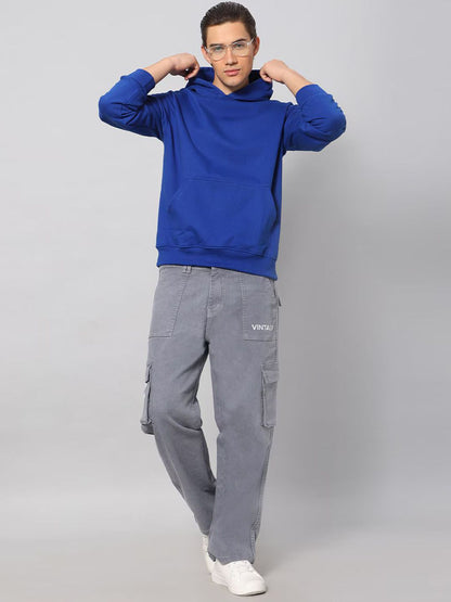 Men Solid Hooded Sweatshirt