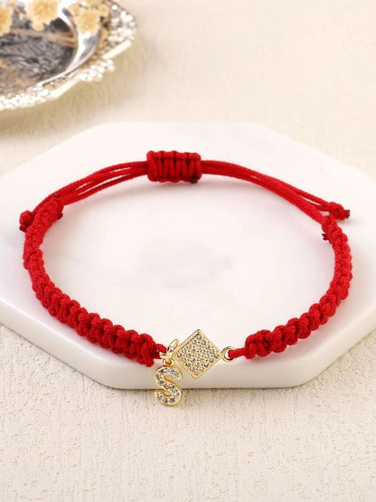 SALTY Pack of 2 Women Red Thread Initial Bracelet - Alphabet-J