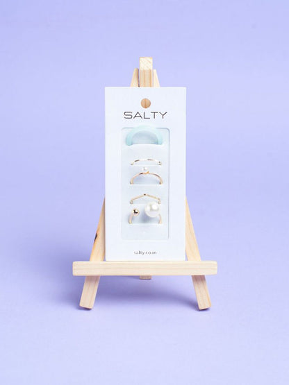 SALTY Set Of 5 Groove Stylish Adjustable Finger Ring