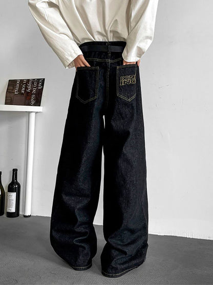 Men Wide Leg Light Fade Jeans