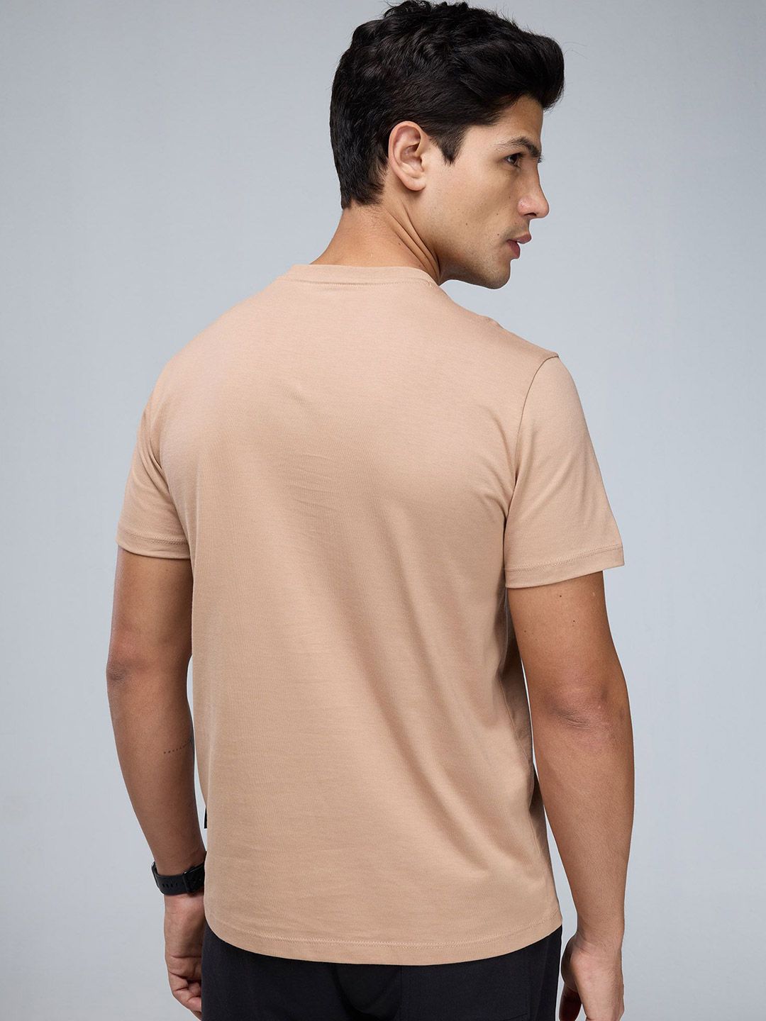 Beige Supima V - Neck T-Shirt
