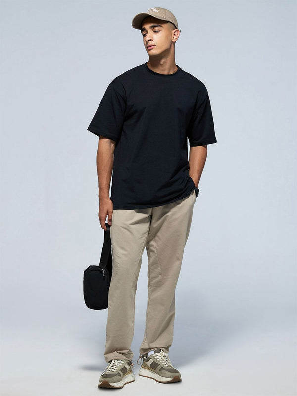 Black Solid Oversized Tee