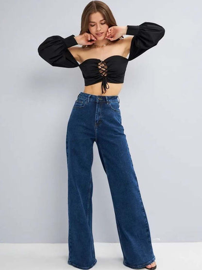 Women Wide Leg High-Rise Jeans
