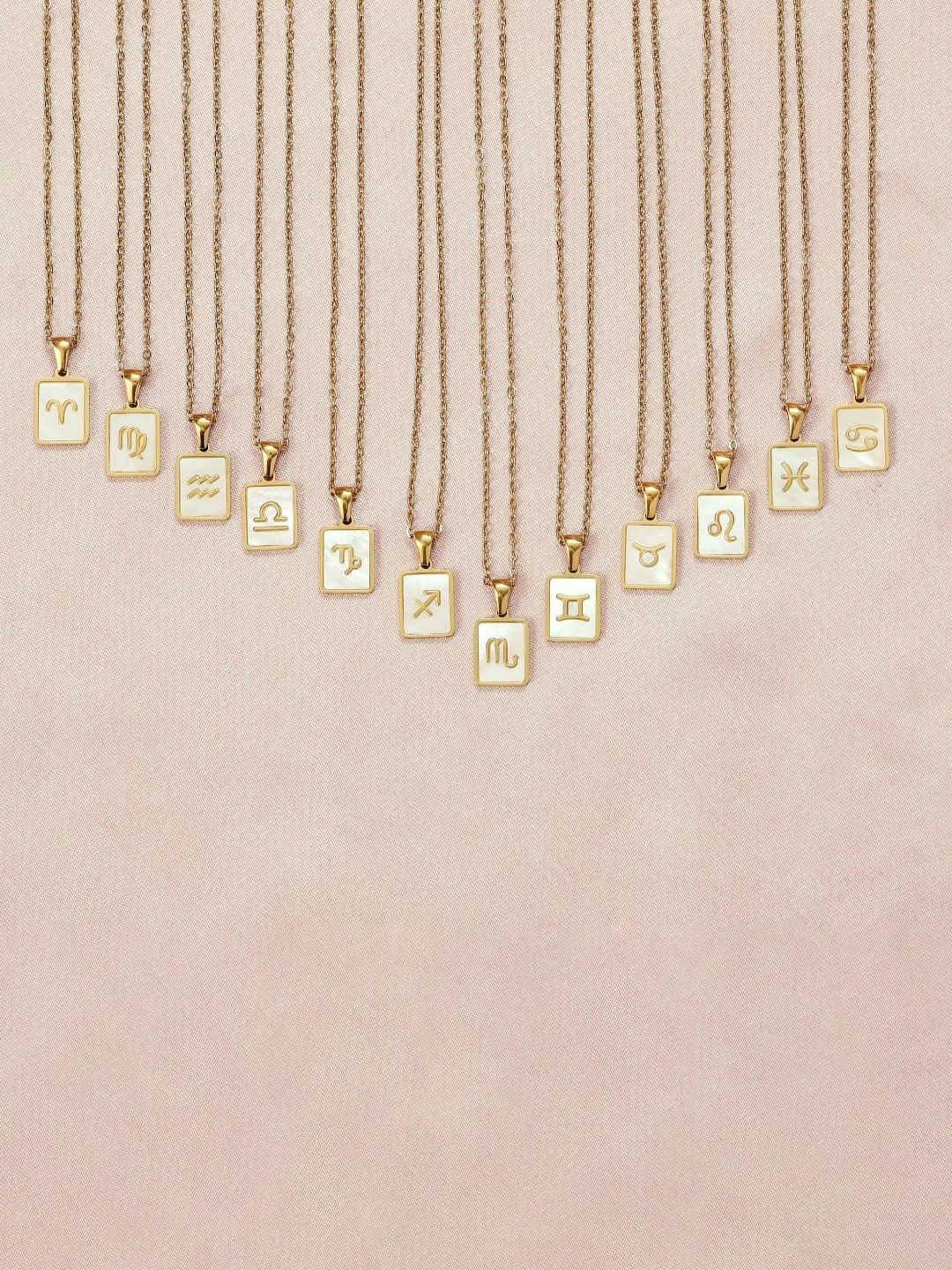SALTY Gold & White Sign of the Stars Zodiac Sagittarius Pendant With Chain
