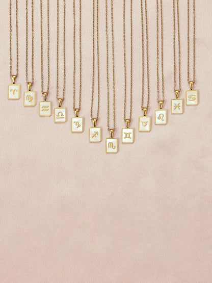 SALTY Gold & White Sign of the Stars Zodiac Sagittarius Pendant With Chain