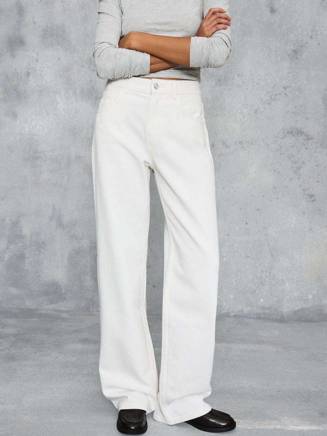 High-Waist Wide-Leg Straight Jeans