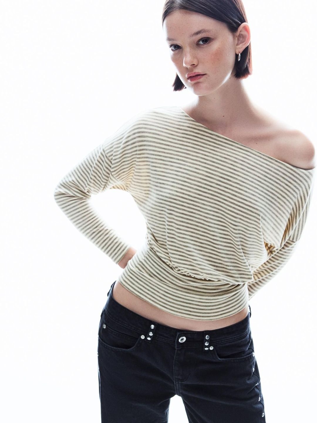 Striped long sleeve T-shirt with sash
