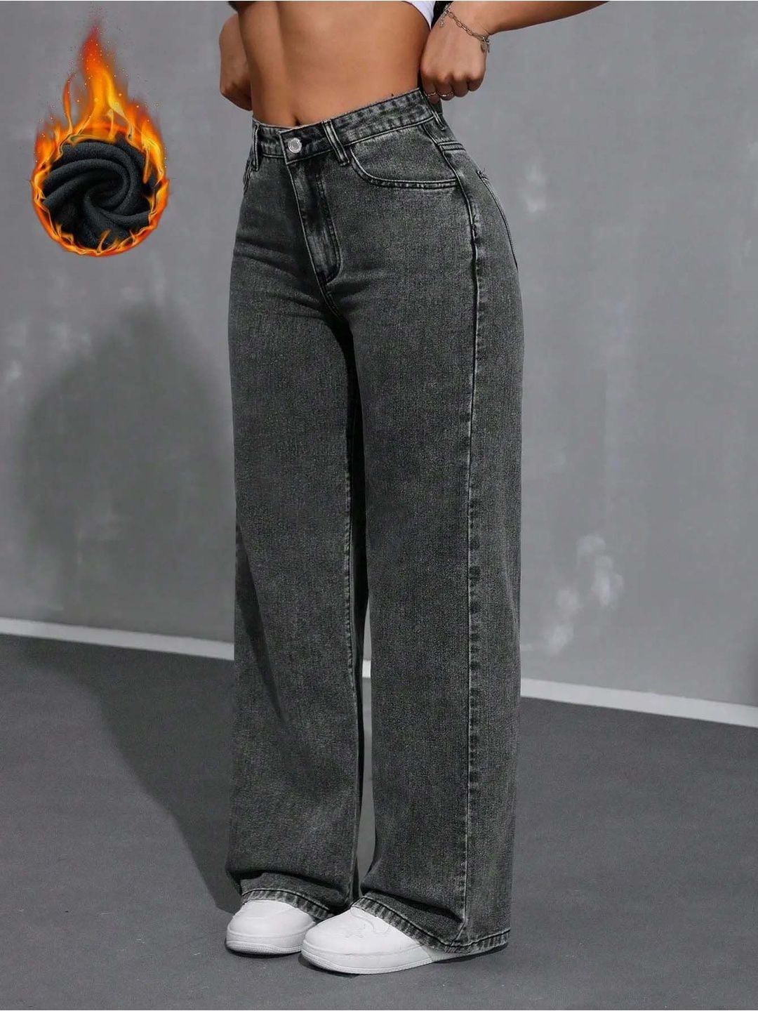 Women Comfort Wide Leg High-Rise Light Fade Stretchable Jeans