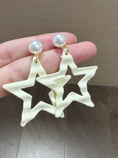 Pearls Beaded Star Shaped Drop Earrings