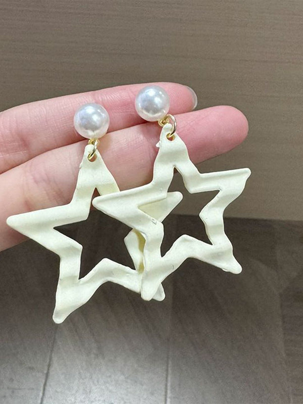Pearls Beaded Star Shaped Drop Earrings