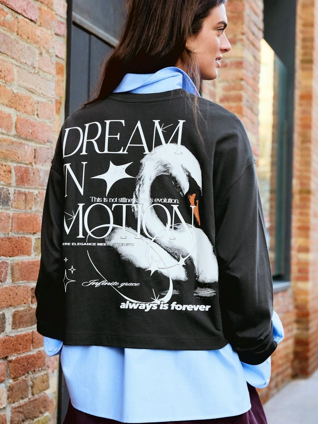 Oversize long-sleeve print T-shirt