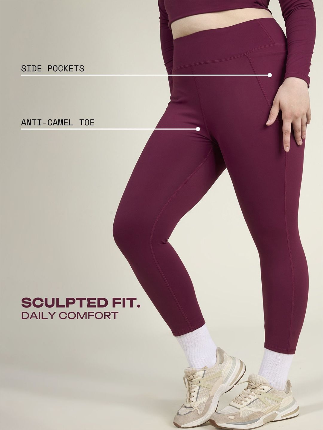 Burgundy Sculpt Core Leggings Tights