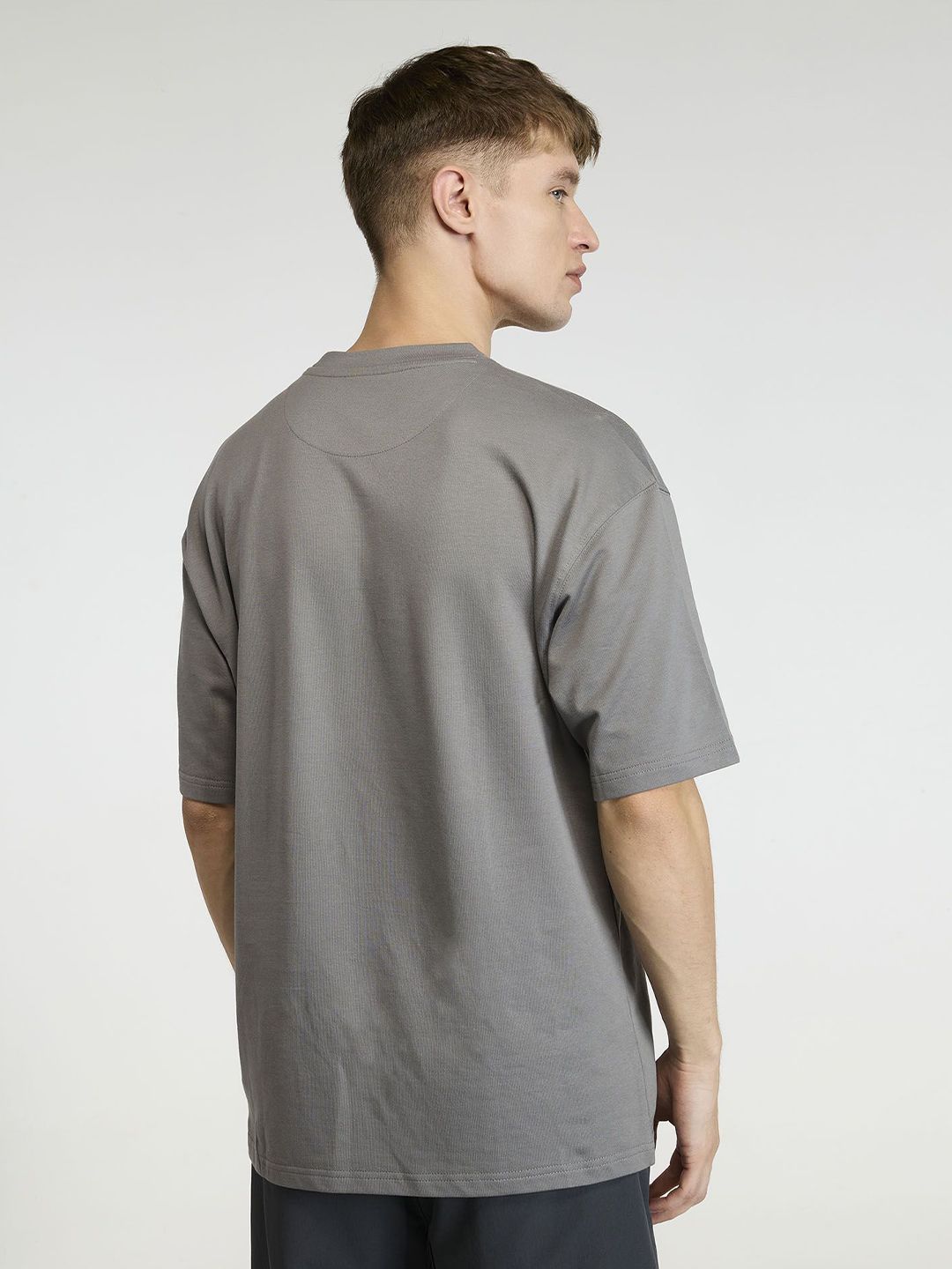 Men Grey Certified Hoopers Oversized Printed Cotton Tee
