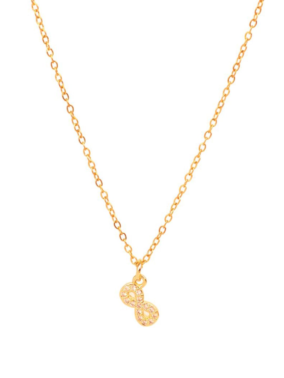 SALTY Stainless Steel Stone Studded Infinity Charm Pendant & Chain Jewellery Accessories
