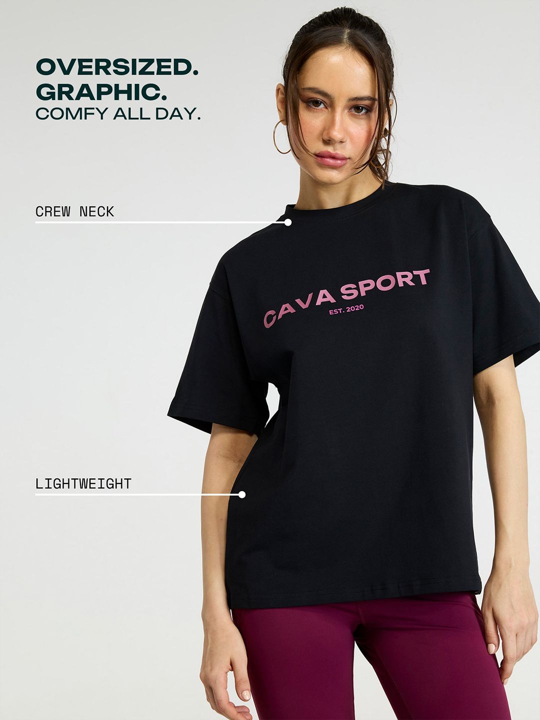 Women Black Love All Oversized Printed Cotton-Spandex Tee
