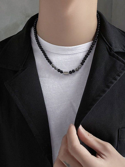 Silver-Plated Artificial Beaded Minimal Necklace