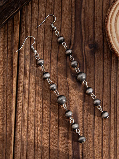 Silver-Plated Artificial Beaded Spherical Shaped Drop Earrings