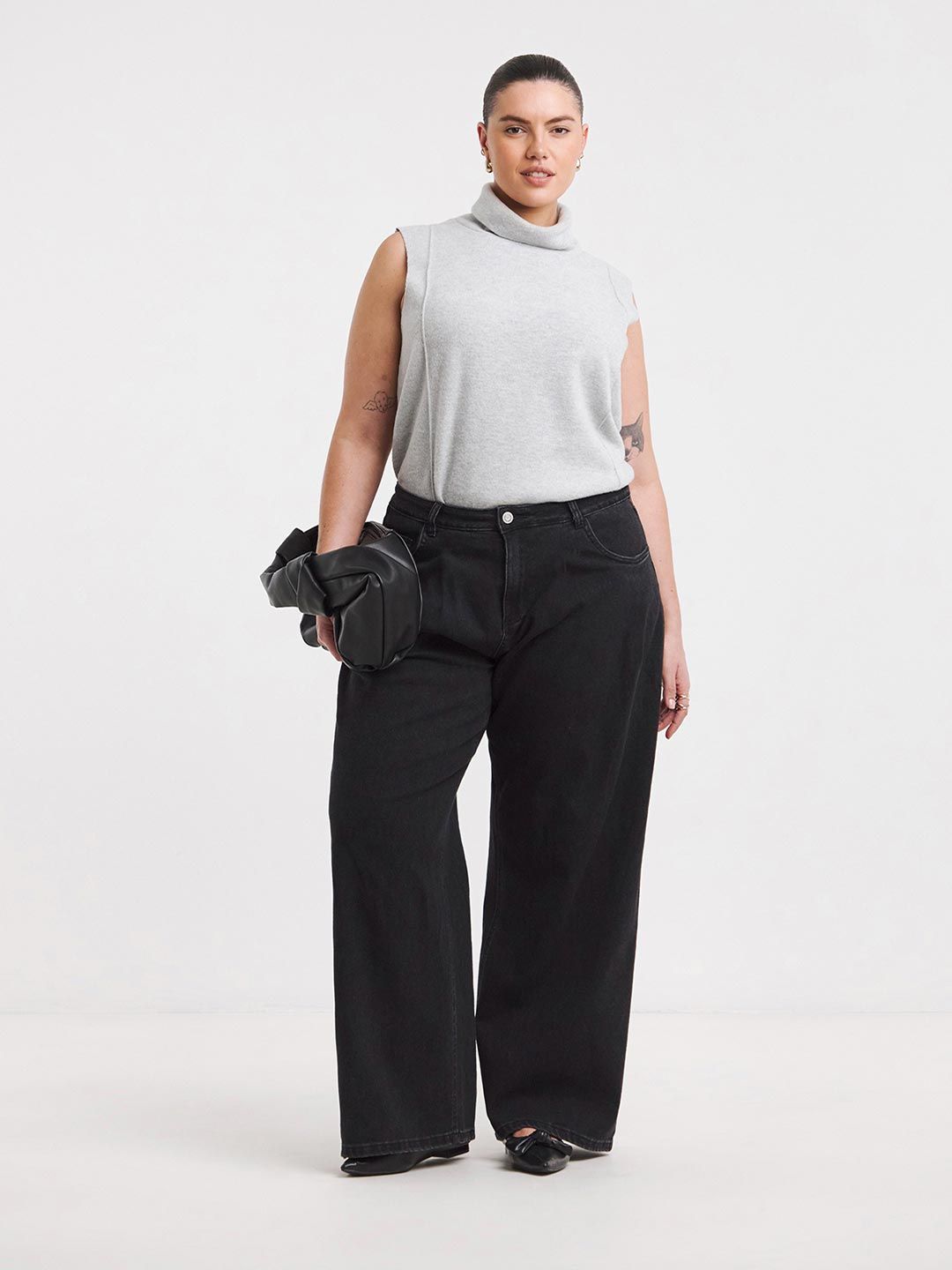 Women Wide Leg High-Rise Cotton Non Stretchable Jeans