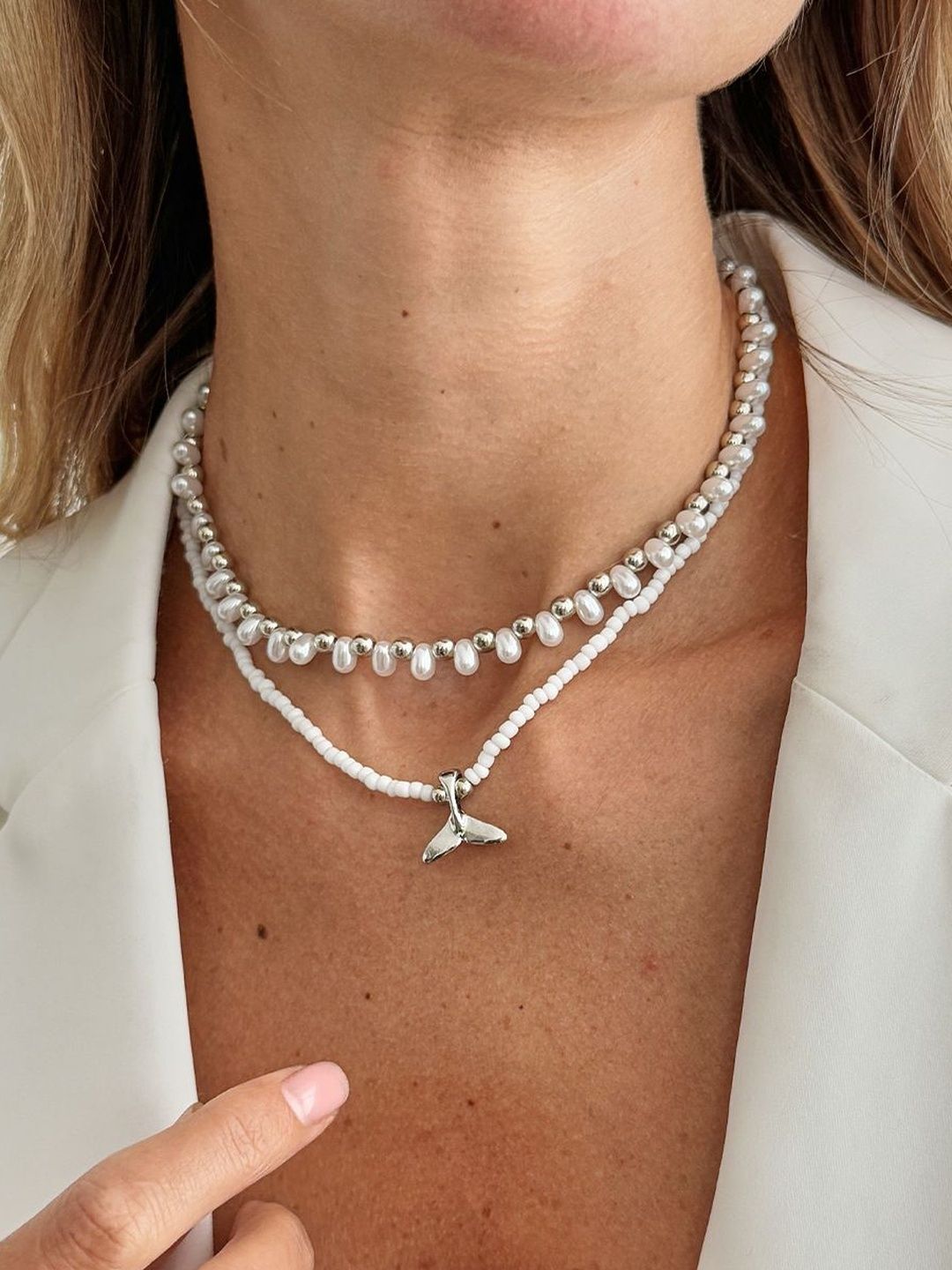 Silver-Plated Enamelled Necklace