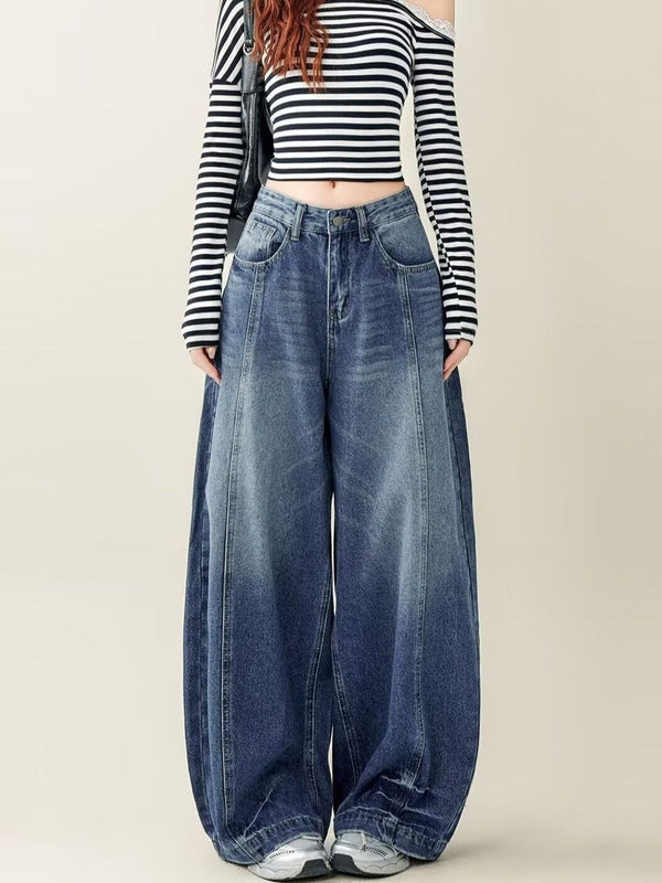 Women Wide Leg Mid-Rise Light Fade Jeans