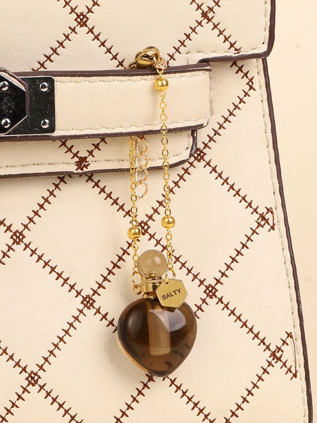 SALTY Women Smoky Quartz Perfume Bottle Charm Bracelet