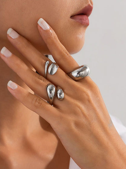 Set of 3 Silver-Plated Finger Ring