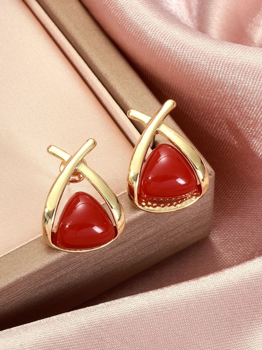 SALTY Valentines Day Blossom Ruby Studded Contemporary Studs