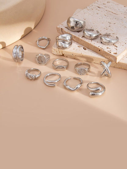 Set Of 13 Gold-Plated Finger Ring