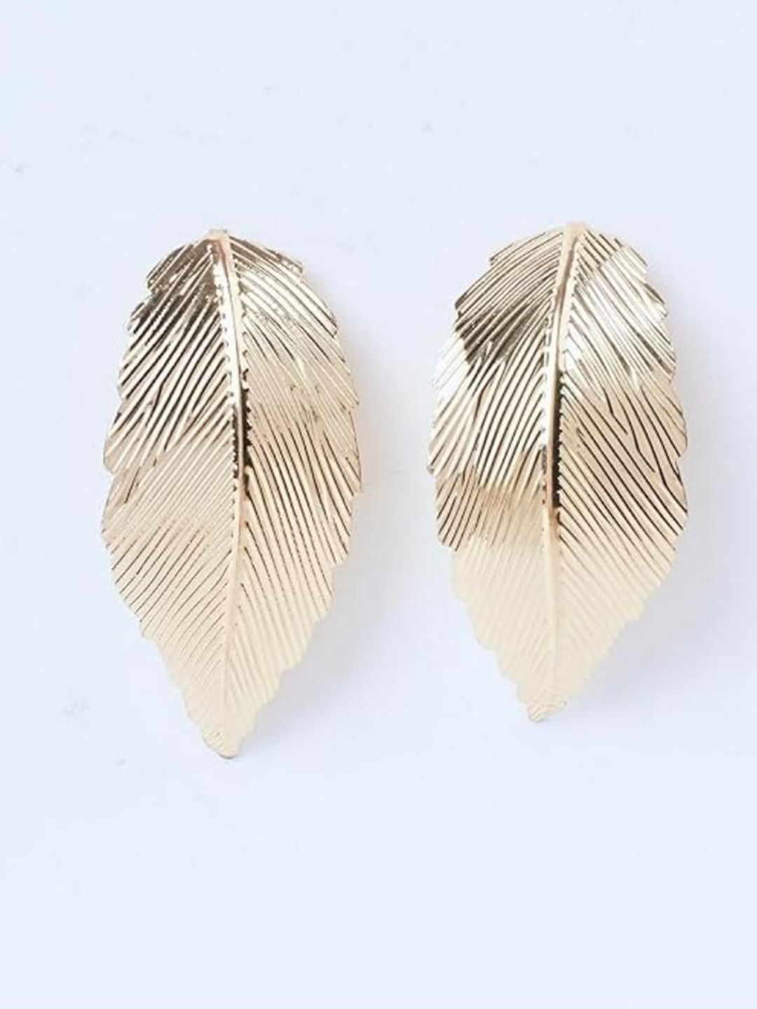 SALTY Stainless Steel Gold Plated Leaf Shaped Drop Earrings