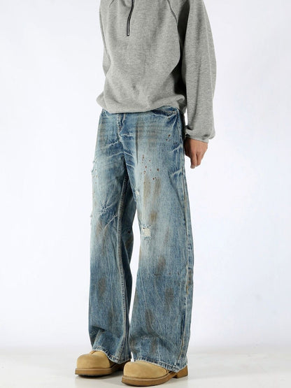 Men Wide Leg Mid-Rise Jeans
