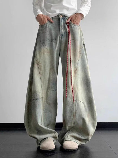 Men Wide Leg Mid-Rise Medium Fade Jeans