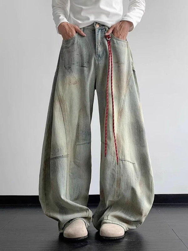 Men Wide Leg Mid-Rise Medium Fade Jeans