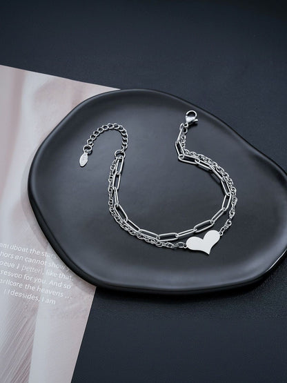 Men Handcrafted Silver-Plated Link Bracelet
