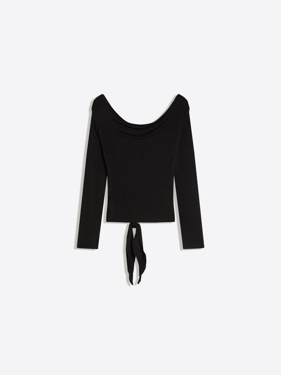 Asymmetric long sleeve T-shirt with tie