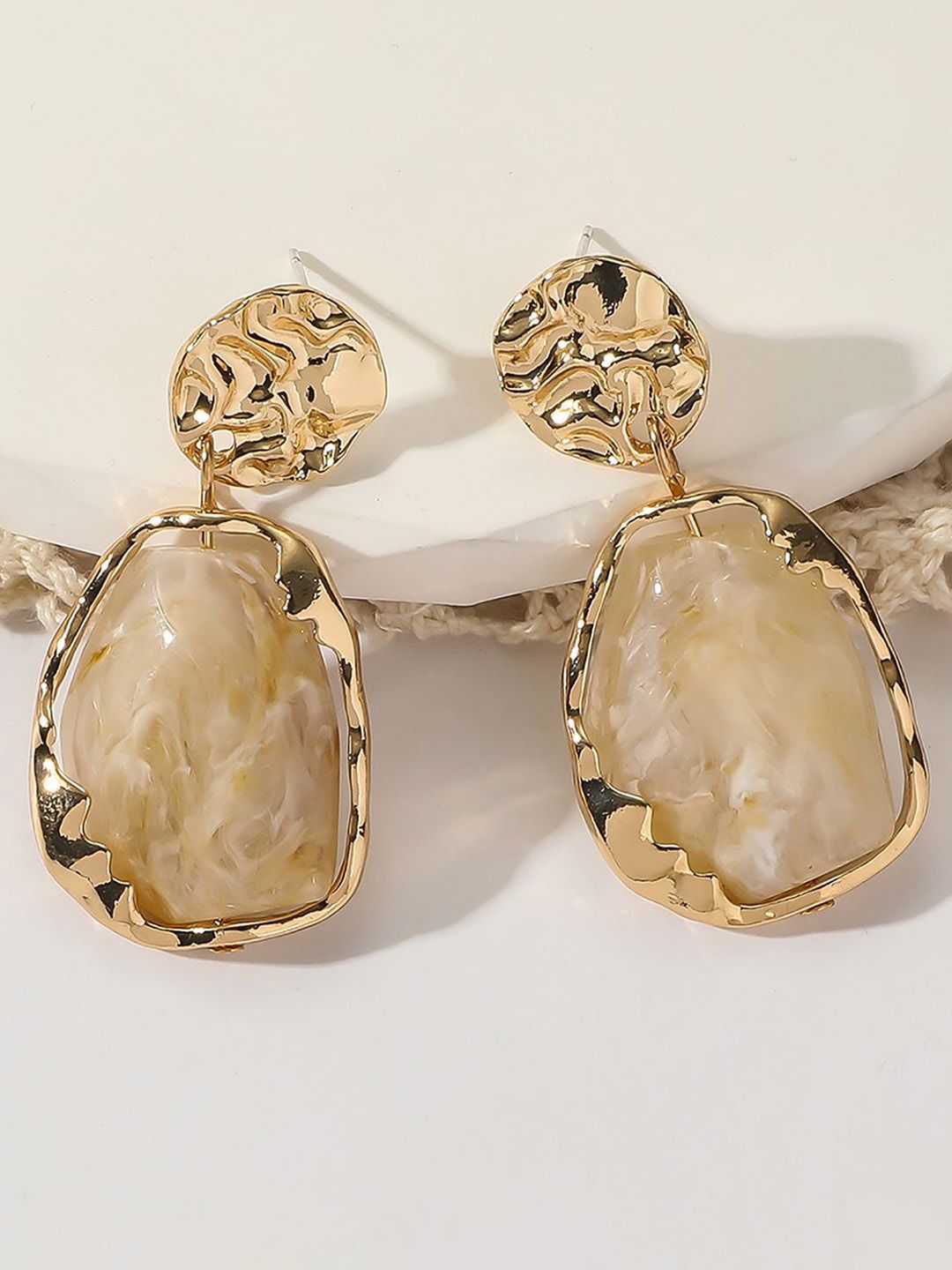 Gold-Plated Oval Chunky Drop Earrings
