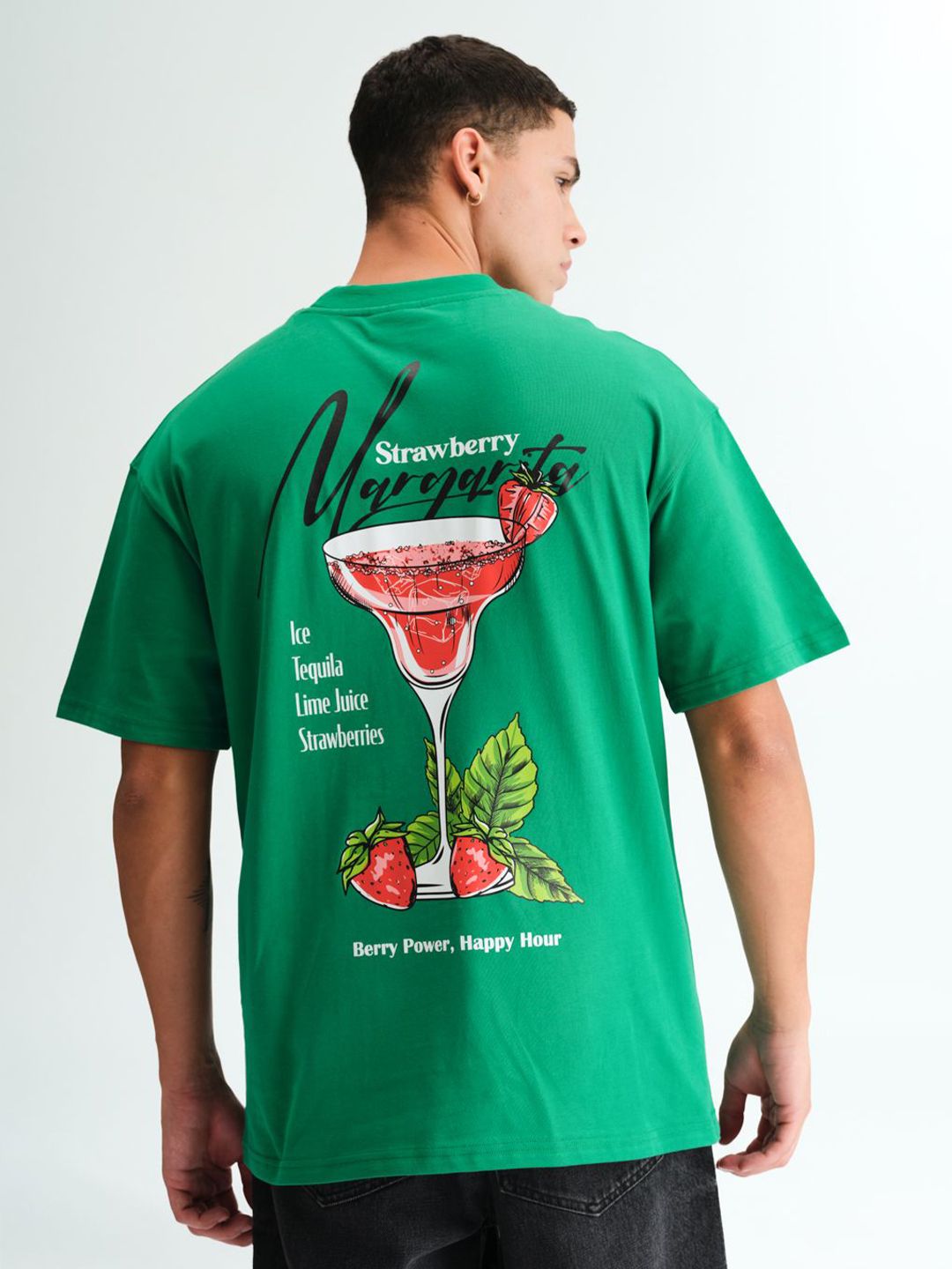 Men High Neck Graphic Oversized T-shirt