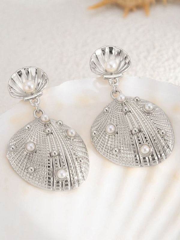 Silver Plated Pearls Beaded Contemporary Drop Earrings