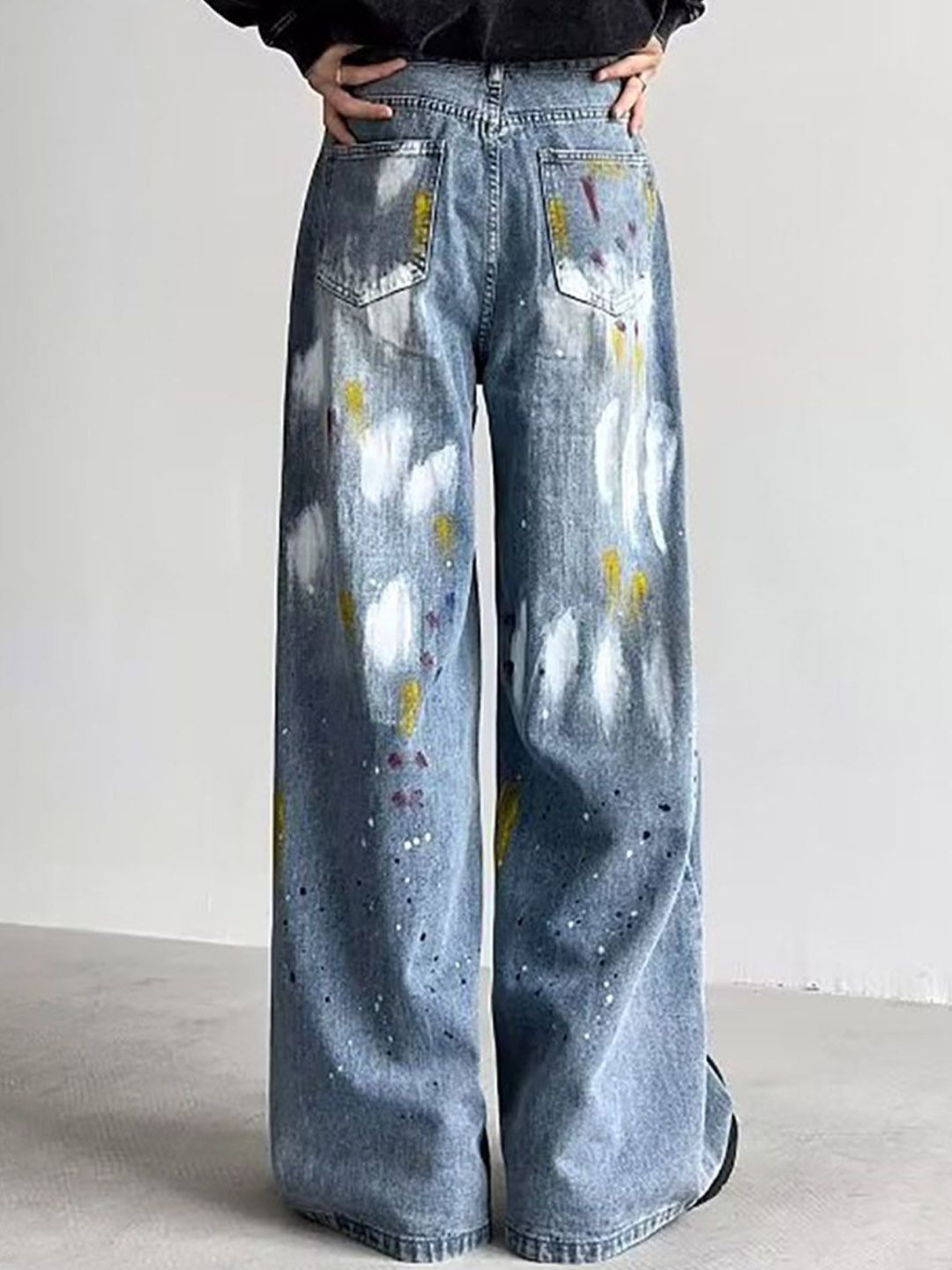 Men Wide Leg Light Fade Jeans