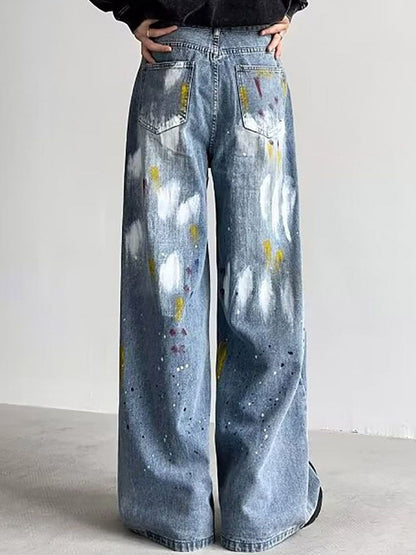 Men Wide Leg Light Fade Jeans