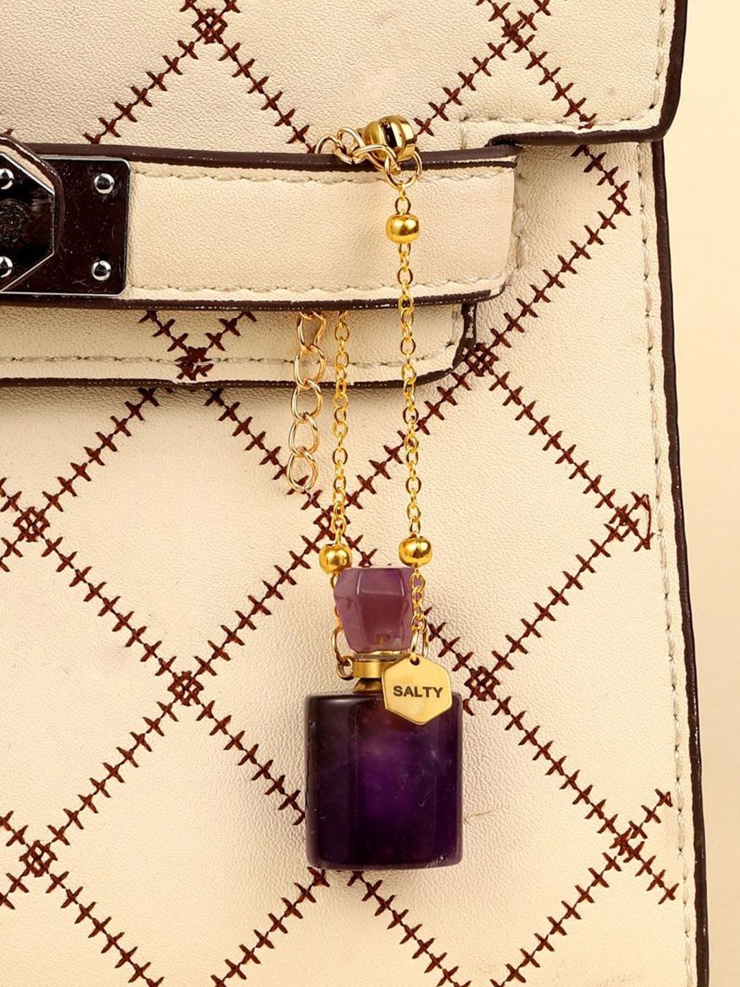 SALTY Women Sugilite Perfume Bottle Charm Bracelet